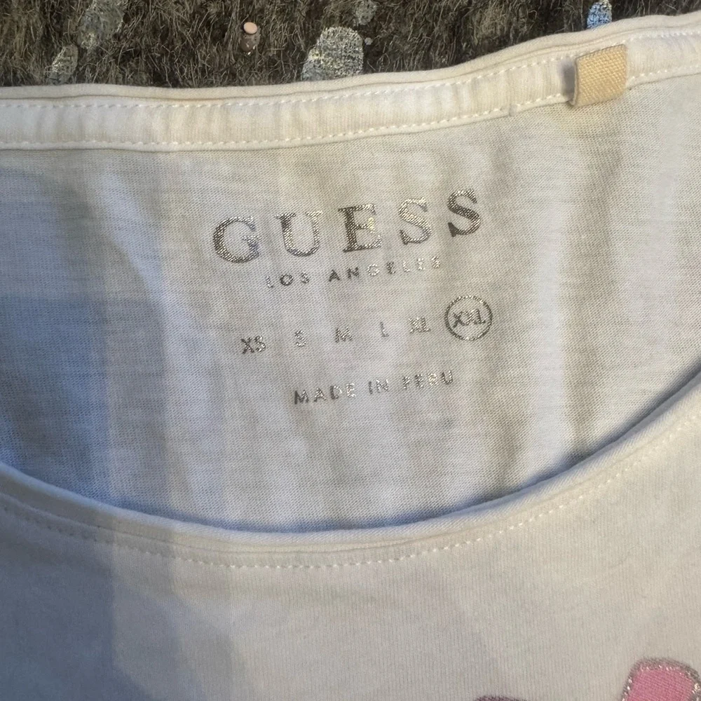 Guess White Graphic Tee with Pink, Green and Blue Print - Picture 2 of 2
